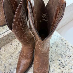 Ariat Tan and Brown Leather Boots